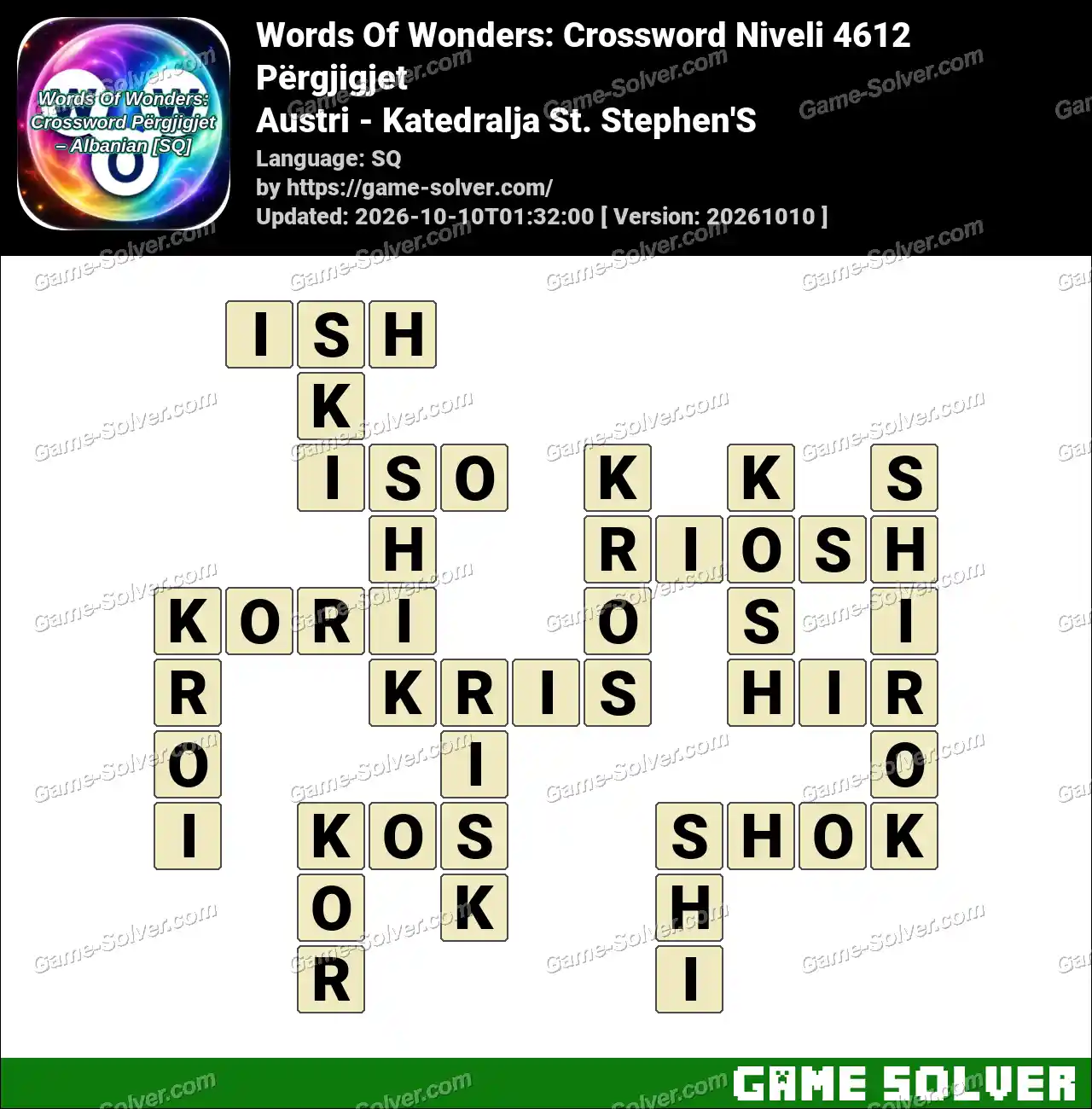 Words Of Wonders: Crossword Niveli 4612 Përgjigjet – Austri – Katedralja St. Stephen’S